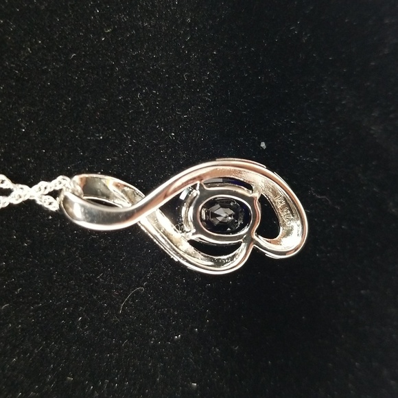 925 SS Chain with Lab Created Sapphire Gemstone Pendant Beyonce Ins Necklace 18” - Picture 4 of 6